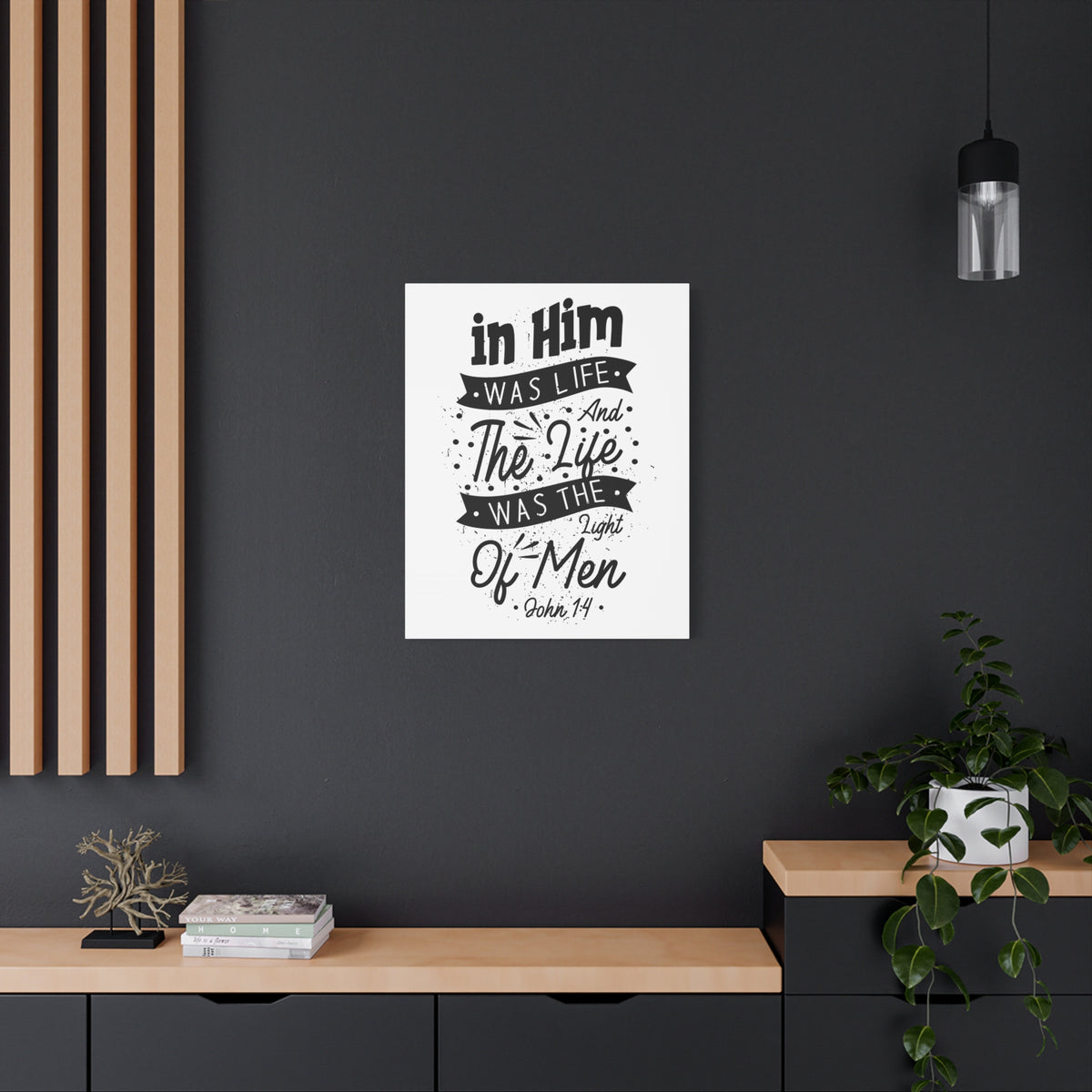 Scripture Canvas In Him Was Life John 1:4 Christian Wall Art Bible Verse Print Ready to Hang