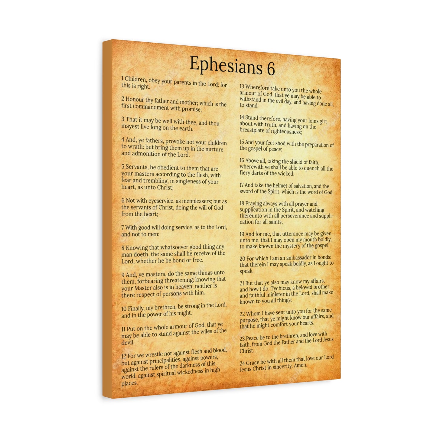 Scripture Walls Ephesians 6 Chapter Gold Protection of the Believer Christian Wall Art Print Ready to Hang Unframed