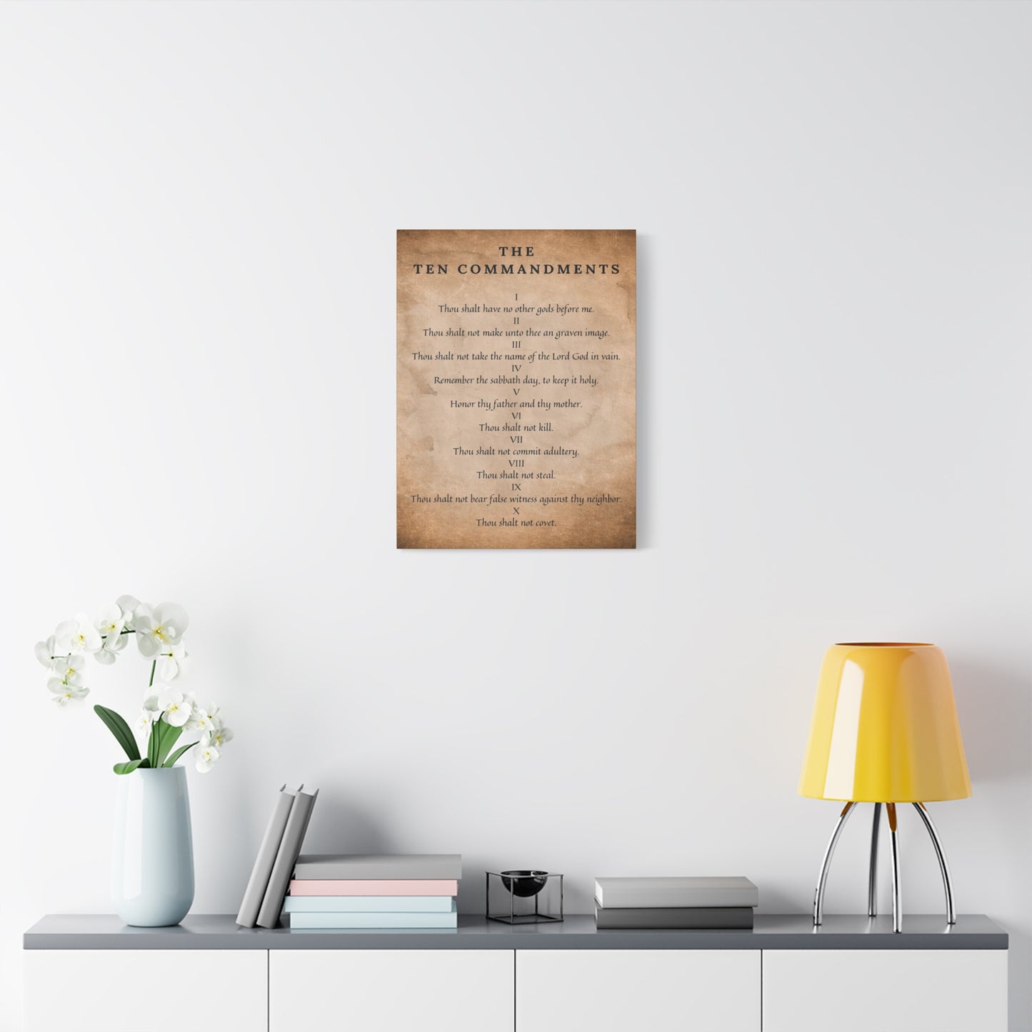 Scripture Canvas 10 Commandments Christian Wall Art Bible Verse Print Ready to Hang