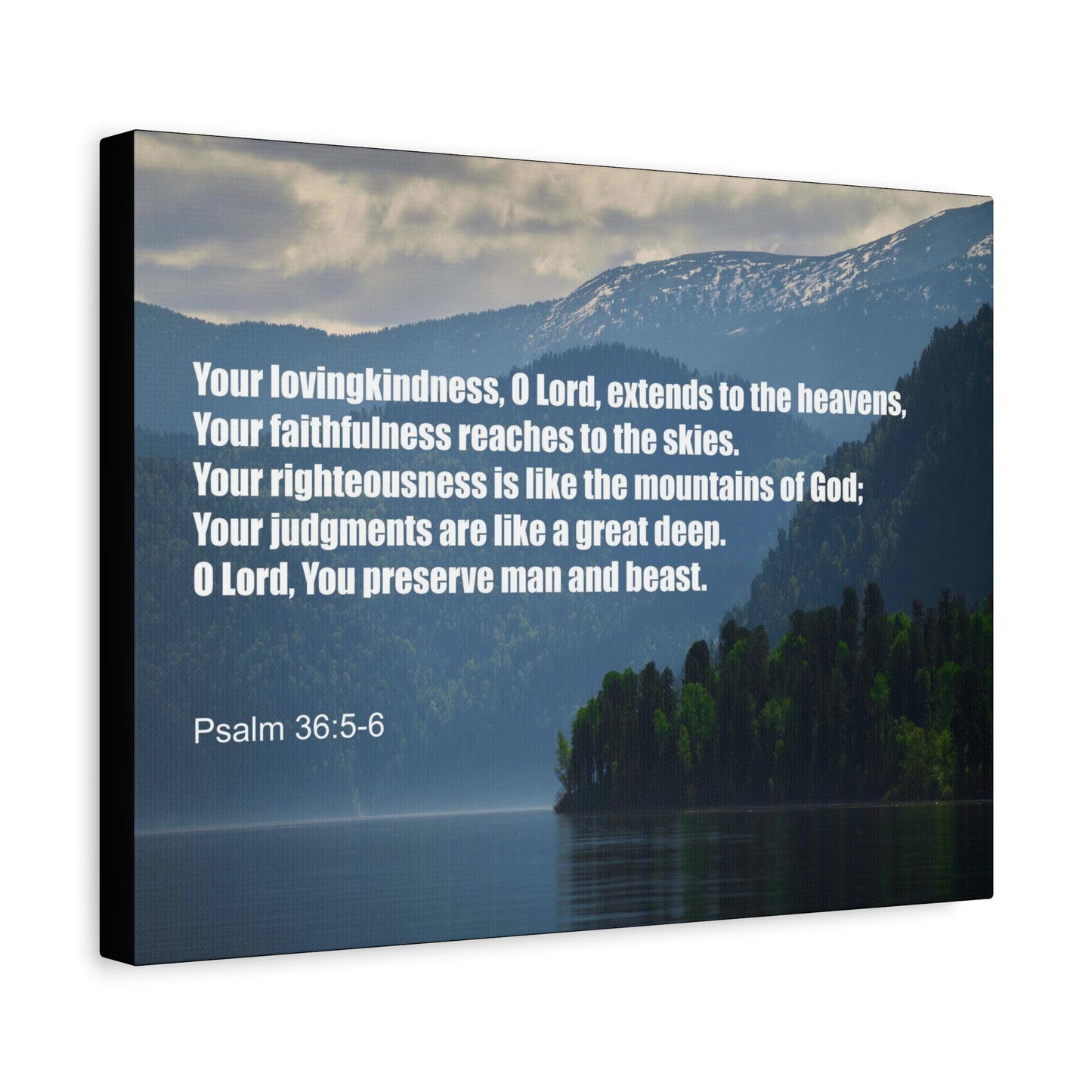 Scripture Canvas Your Lovingkindness Psalm 36:5-6 Christian Wall Art Bible Verse Print Ready to Hang