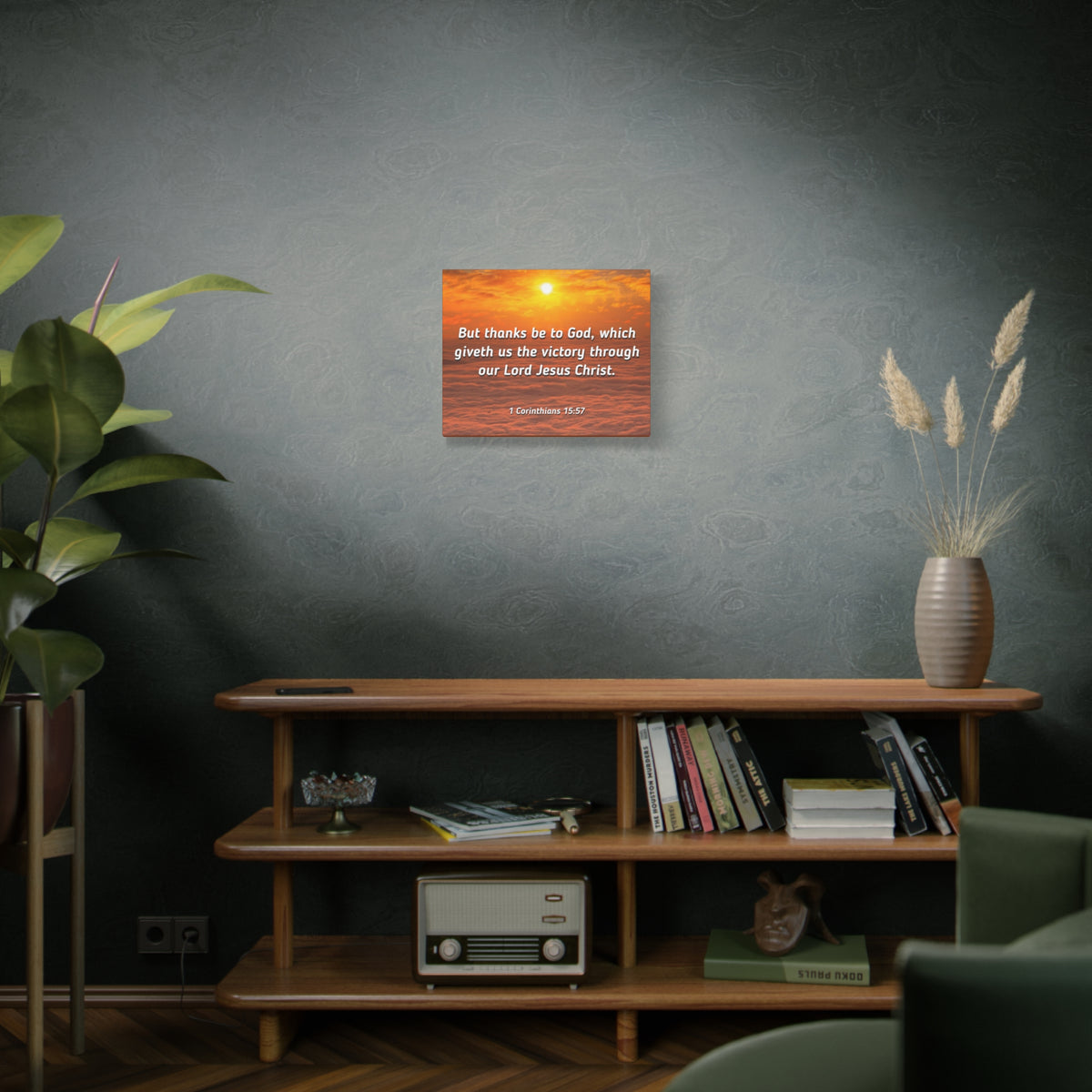 Scripture Canvas The Victory 1 Corinthians 15:57 Christian Wall Art Bible Verse Print Ready to Hang