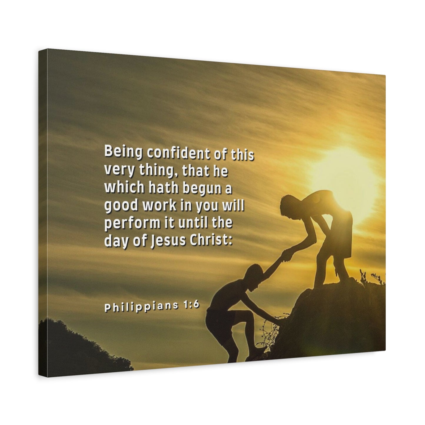 Scripture Canvas Being Confident Philippians 1:6 Christian Wall Art Bible Verse Print Ready to Hang