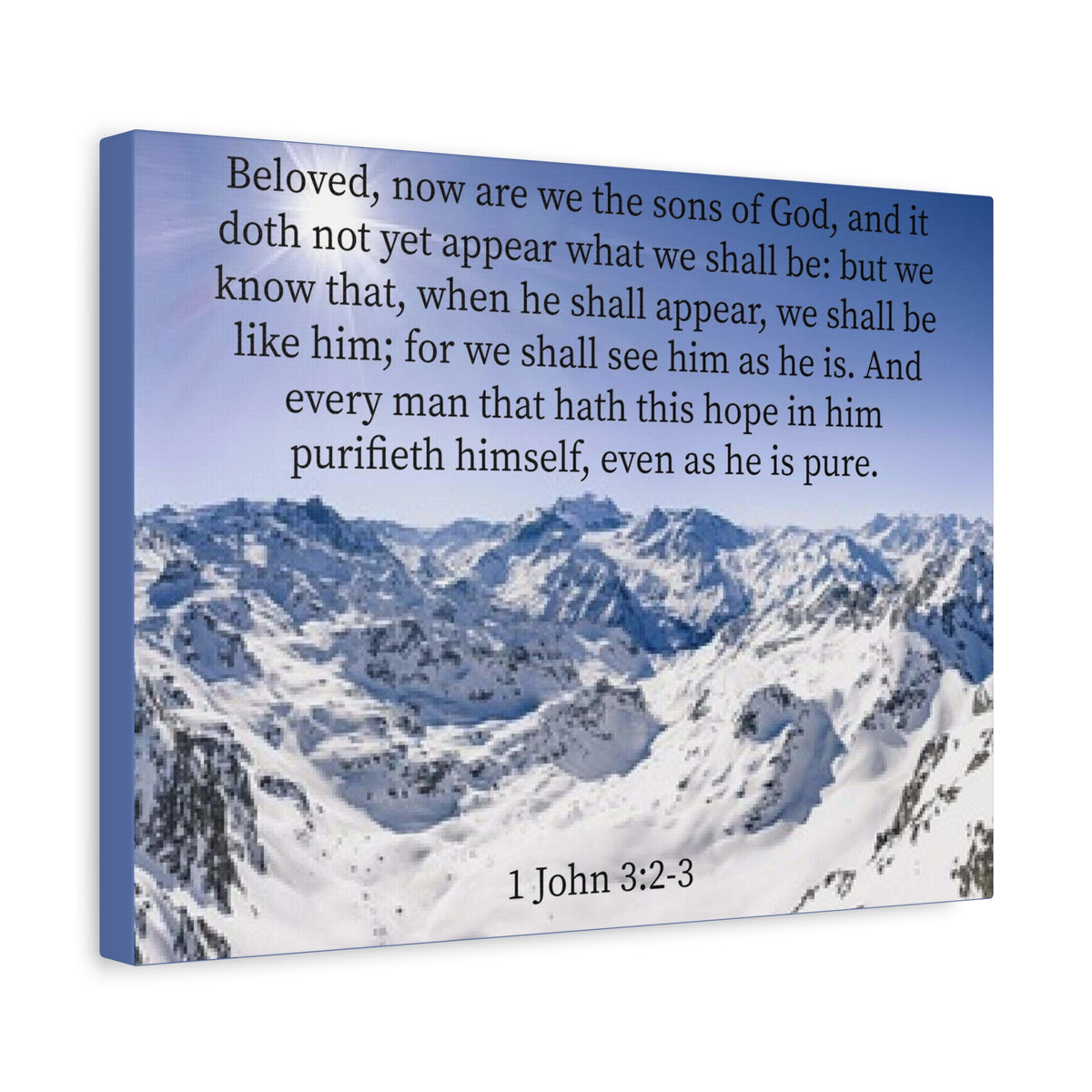 Scripture Canvas Even As He is Pure 1 John 3:2-3 Christian Wall Art Bible Verse Print Ready to Hang