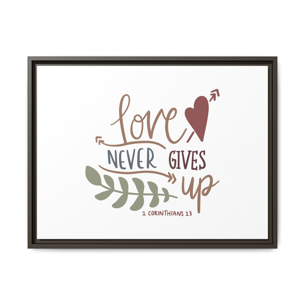 Scripture Canvas Love Never Gives Up 1 Corinthians 13 Christian Wall Art Bible Verse Print Ready to Hang