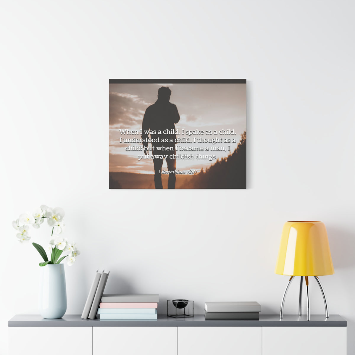 Scripture Canvas Childish Things 1 Corinthians 13:11 Christian Wall Art Bible Verse Print Ready to Hang