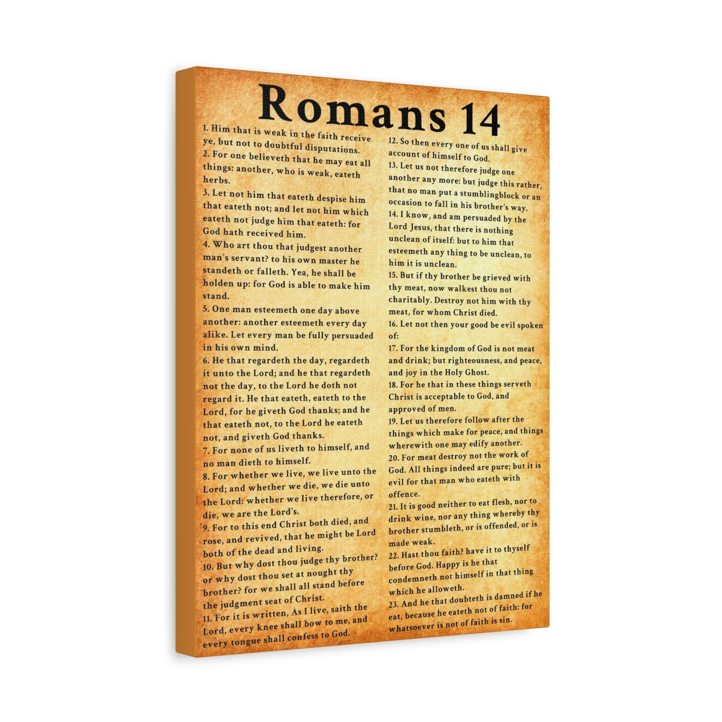 Scripture Walls Romans 14 Gold Bible Verse Canvas Christian Wall Art Ready to Hang Unframed