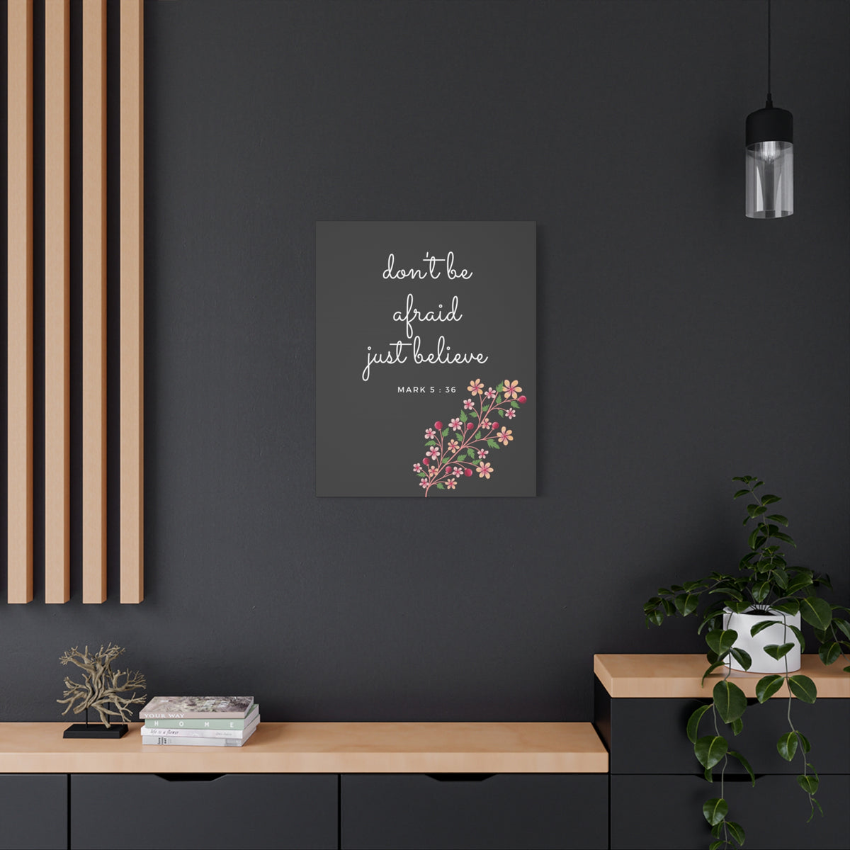 Scripture Canvas Just Believe Mark 5:36 Christian Wall Art Bible Verse Print Ready to Hang