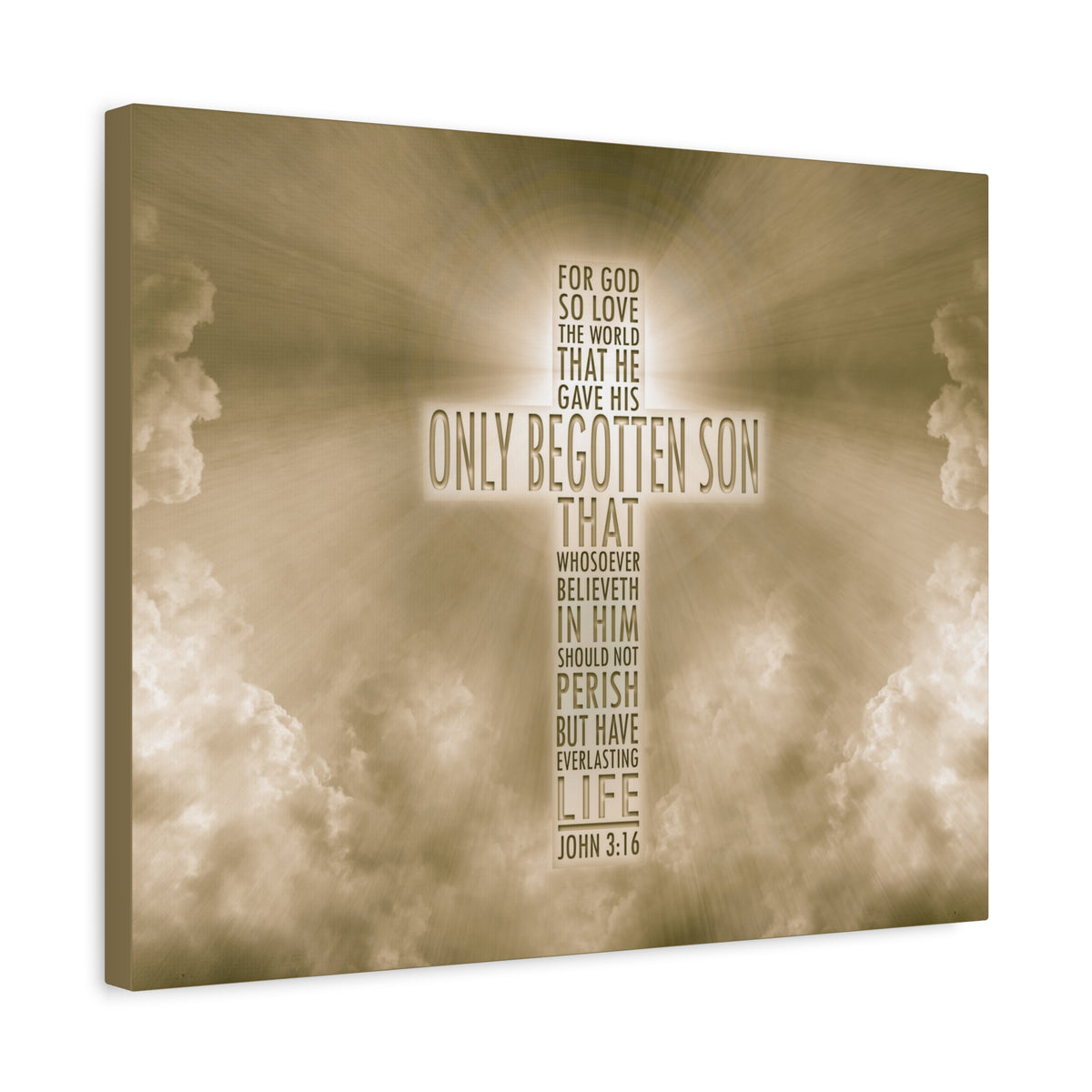 Scripture Canvas Only Begotten Son Christ John 3:16 Wall Art Bible Verse Print Ready to Hang