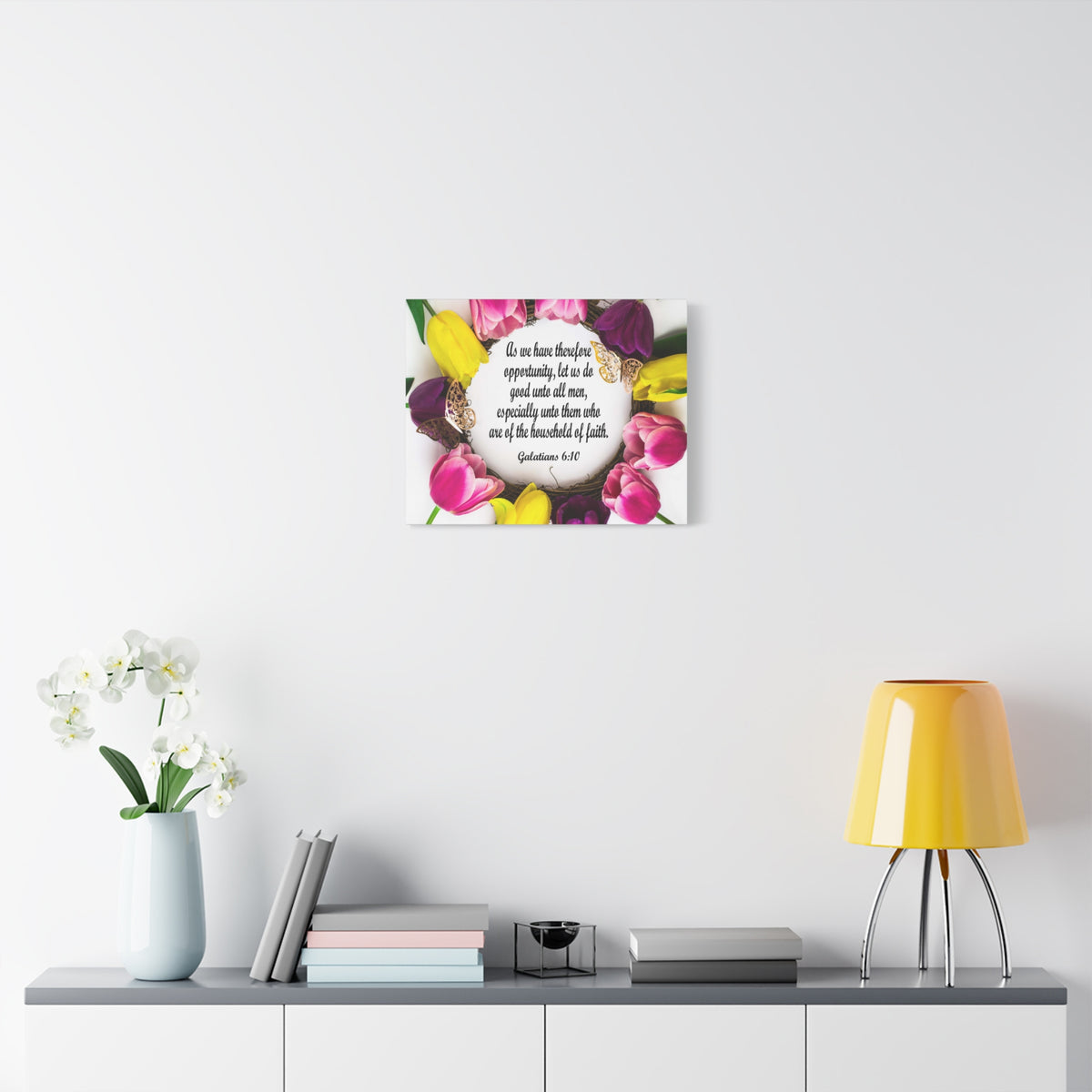 Scripture Canvas Household of Faith Galatians 6:10 Christian Wall Art Bible Verse Print Ready to Hang
