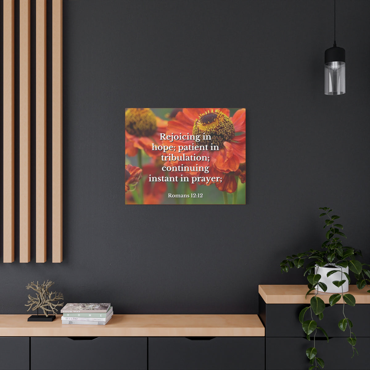 Scripture Canvas Rejoicing In Hope Romans 12:12 Christian Wall Art Bible Verse Print Ready to Hang
