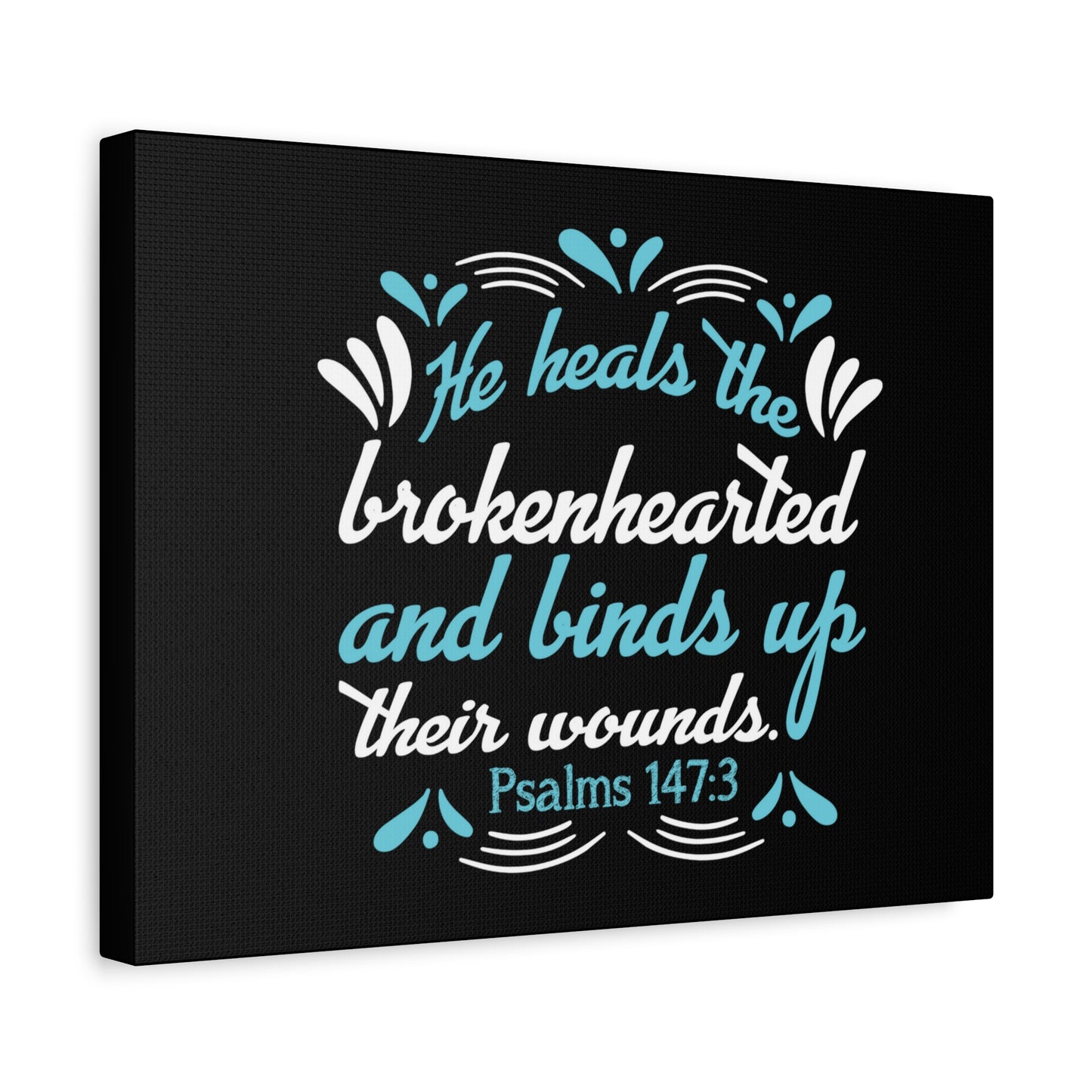 Scripture Canvas He Heals Psalms 147:3 Christian Wall Art Bible Verse Print Ready to Hang