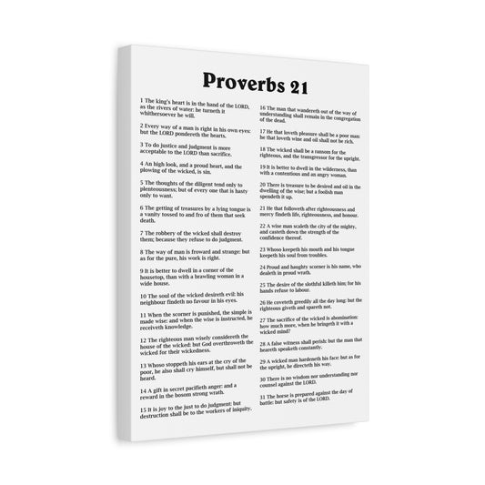 Scripture Walls Proverbs Chapter 21 White Bible Canvas Christian Wall Art Ready to Hang Unframed