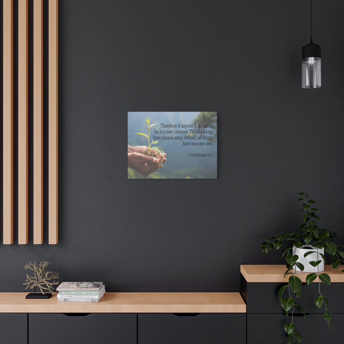Scripture Canvas Anyone is a New Creation 2 Corinthians 5:17 Christian Wall Art Bible Verse Print Ready to Hang