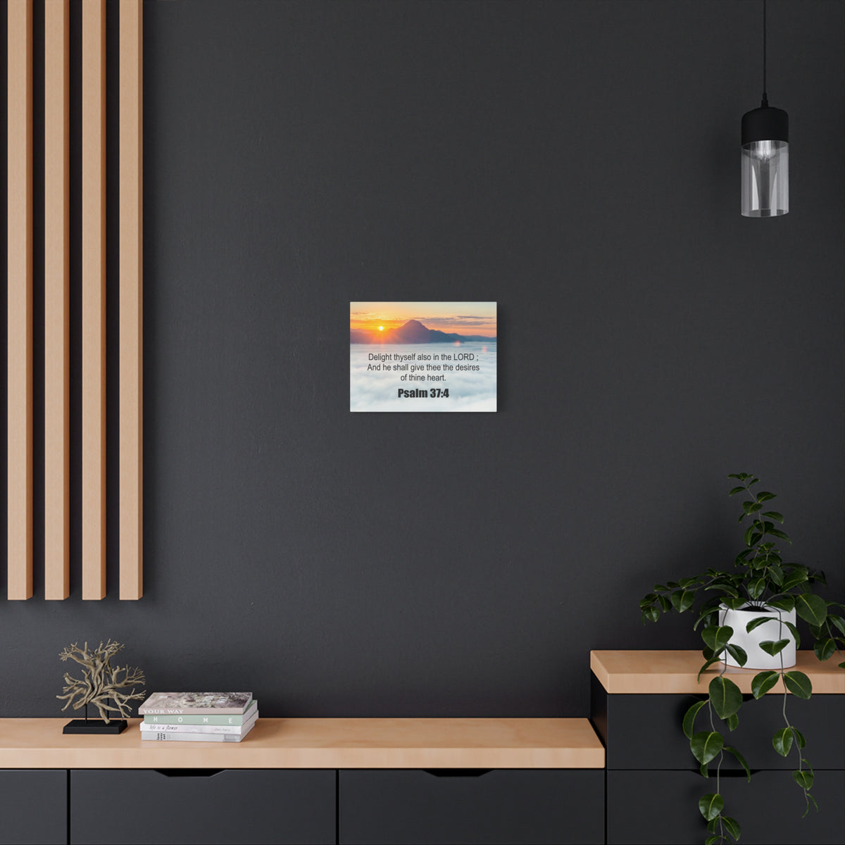 Scripture Canvas Delight Thyself Psalm 37:4 Christian Wall Art Bible Verse Print Ready to Hang