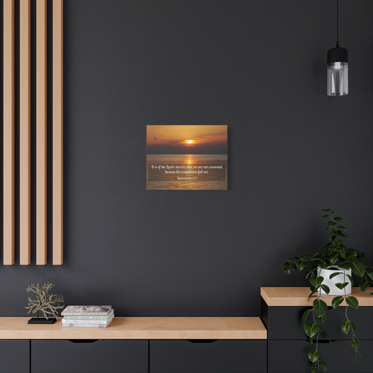 Scripture Canvas Lord's Mercies Lamentations 3:22 Christian Wall Art Bible Verse Print Ready to Hang