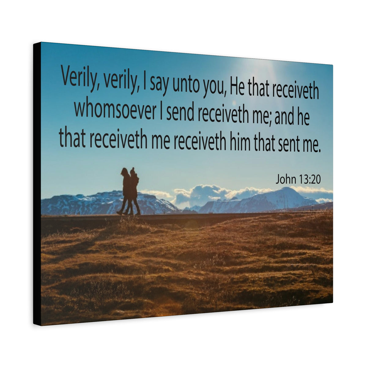 Scripture Canvas I Say Unto You John 13:20 Christian Wall Art Bible Verse Print Ready to Hang