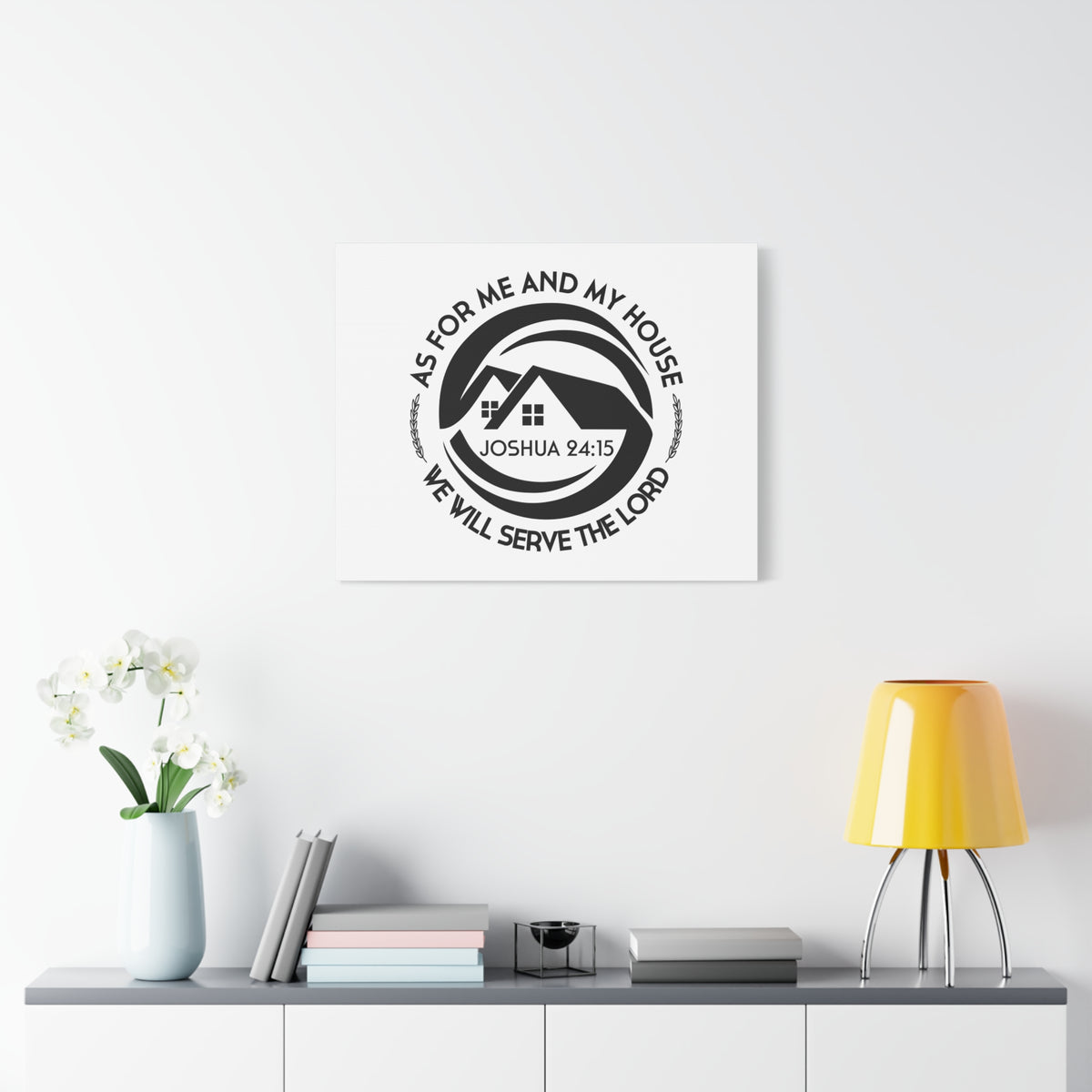 Scripture Canvas We Will Serve The Lord Joshua 24:15 Christian Wall Art Bible Verse Print Ready to Hang