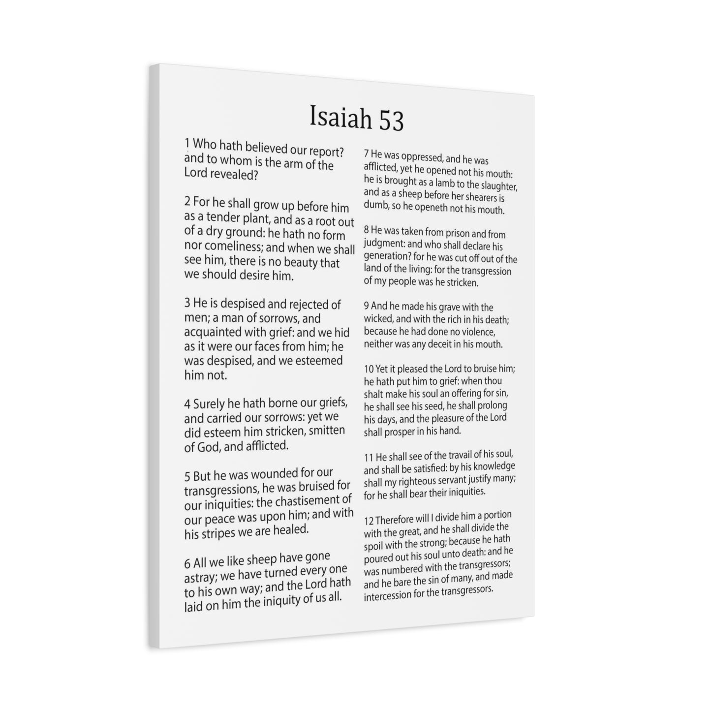 Scripture Walls Isaiah Chapter 53 White Christian Wall Art Print Ready to Hang Unframed