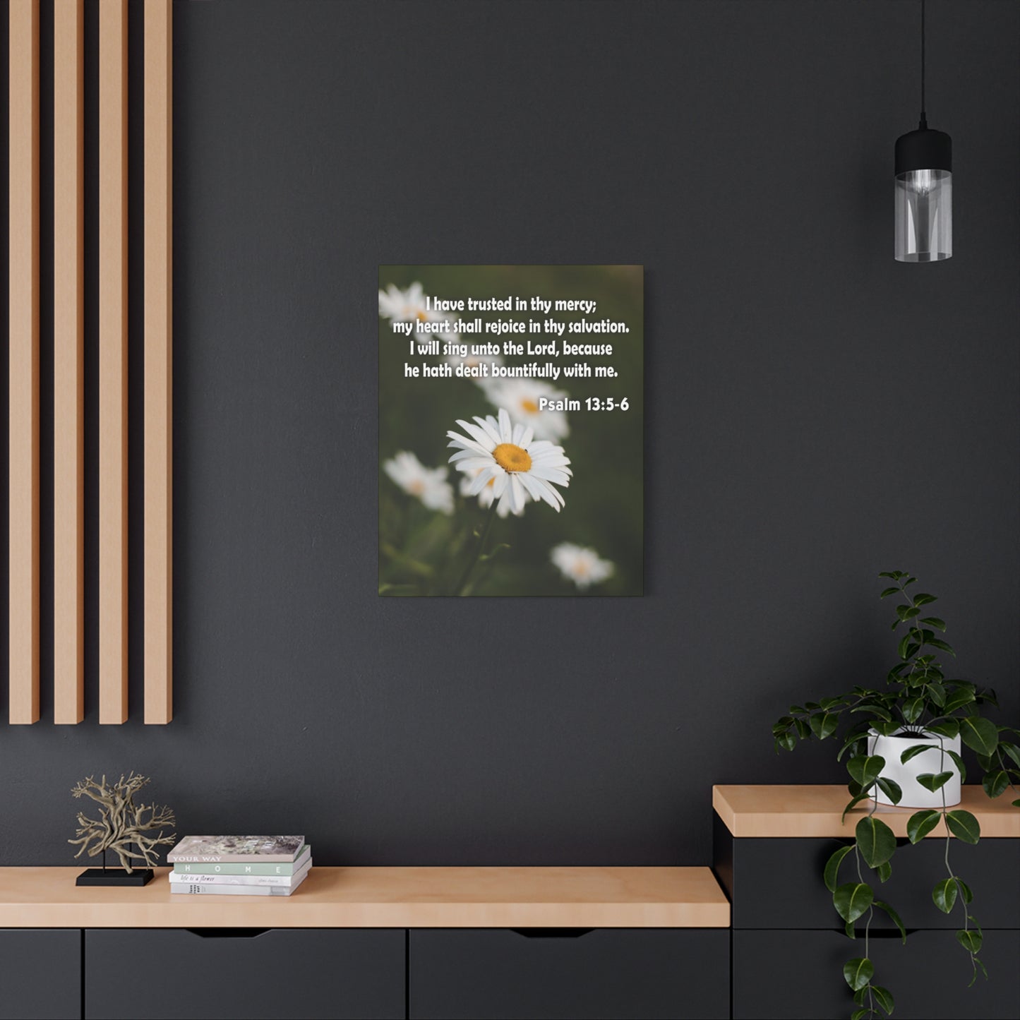 Scripture Canvas Rejoice in Thy Salvation Psalm 13:5-6 Christian Wall Art Bible Verse Print Ready to Hang