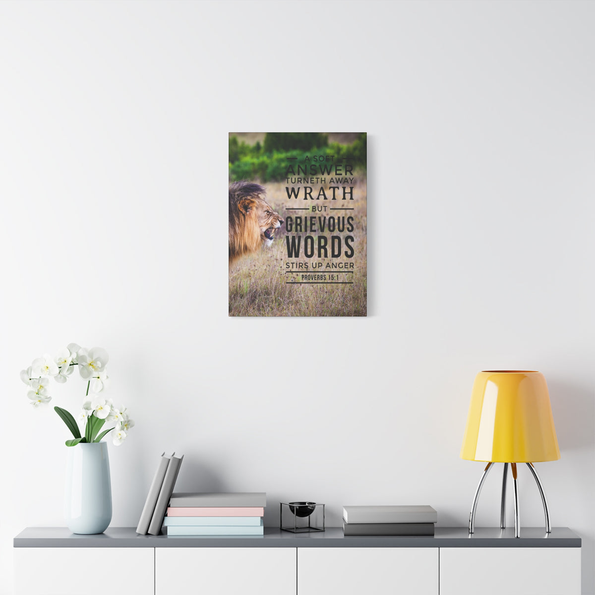 Scripture Canvas Soft Answer Proverbs 15:1 Christian Wall Art Bible Verse Print Ready to Hang