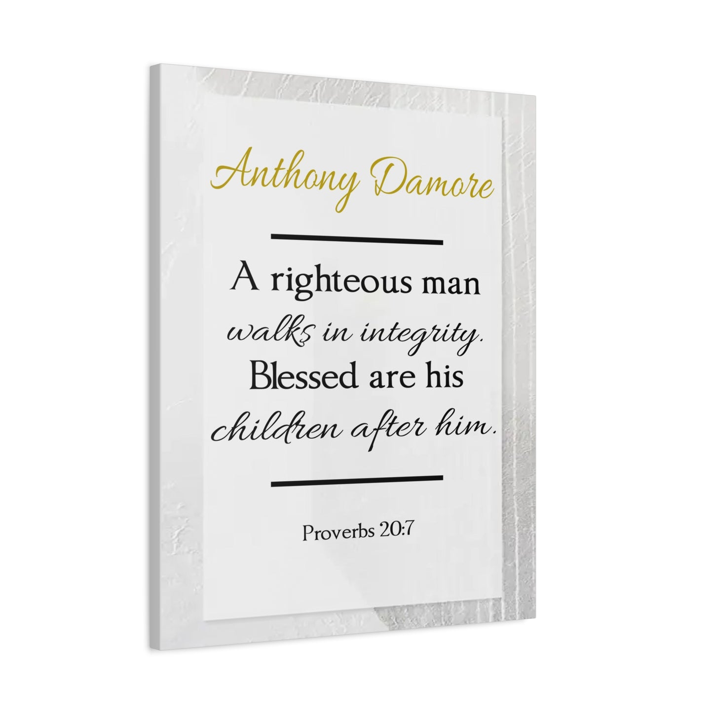 Scripture Walls Personalized A Righteous Man Proverbs 20:7 Bible Chapter Canvas Christian Wall Art Ready to Hang