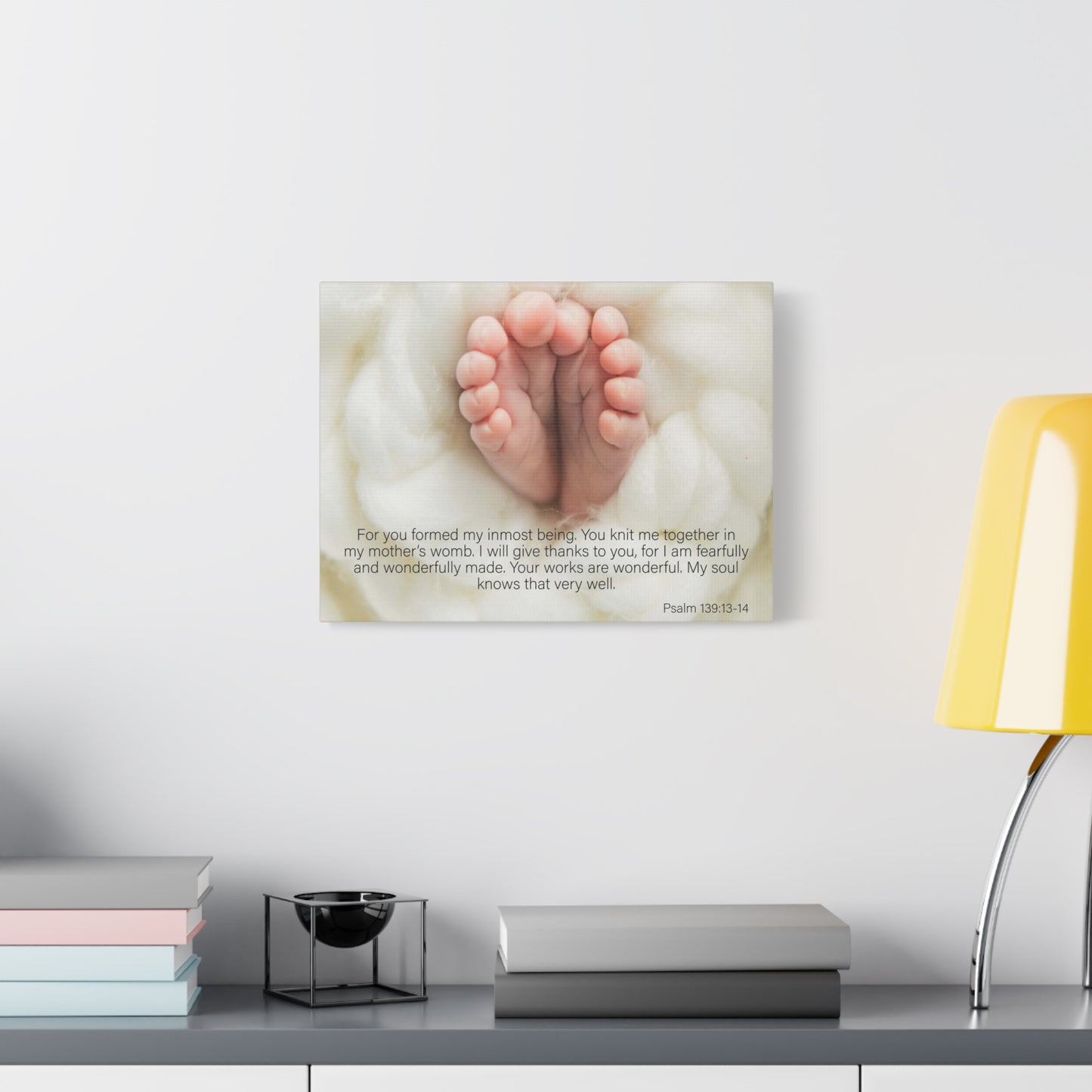 Bible Verse Canvas Fearfully and Wonderfully Made Psalm 139:13-14 WEB Wall Art Christian Home Decor