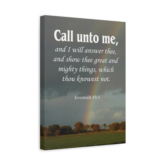 Scripture Canvas Call Unto Me Jeremiah 33:3 Christian Wall Art Bible Verse Print Ready to Hang