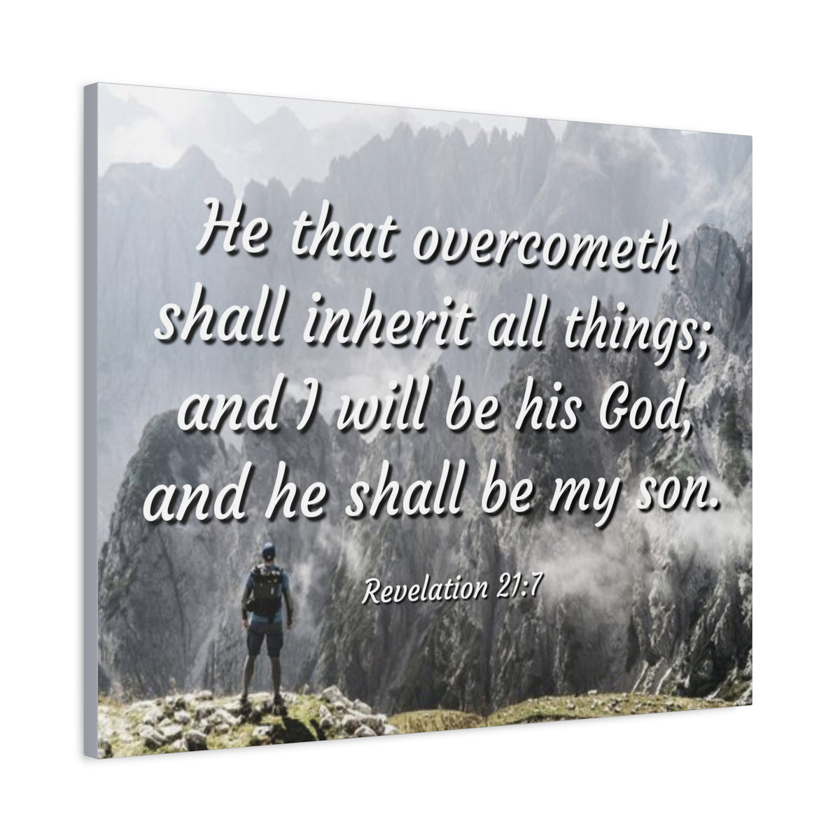 Scripture Canvas Inherit All Things Revelation 21:7 Christian Wall Art Bible Verse Print Ready to Hang