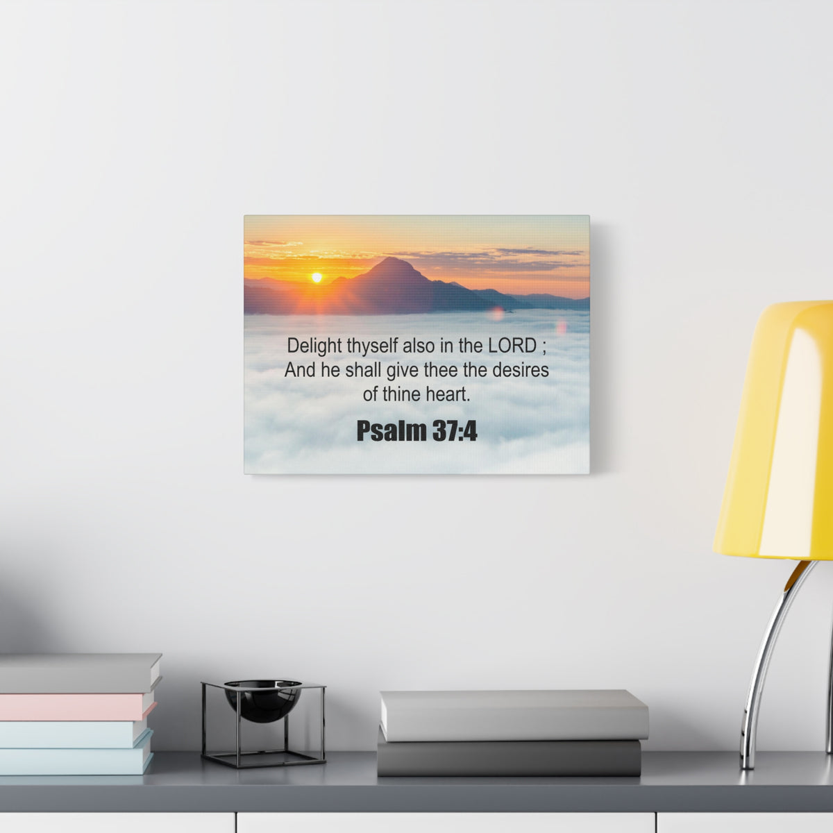 Scripture Canvas Delight Thyself Psalm 37:4 Christian Wall Art Bible Verse Print Ready to Hang