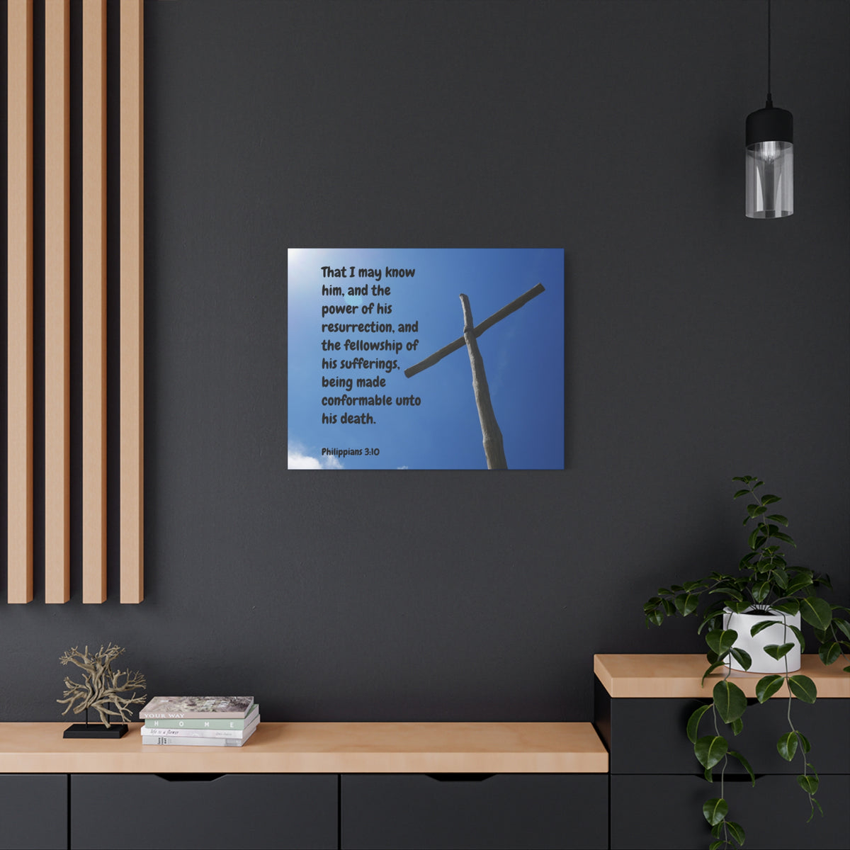 Scripture Canvas Resurrection Philippians 3:10 Christian Wall Art Bible Verse Print Ready to Hang