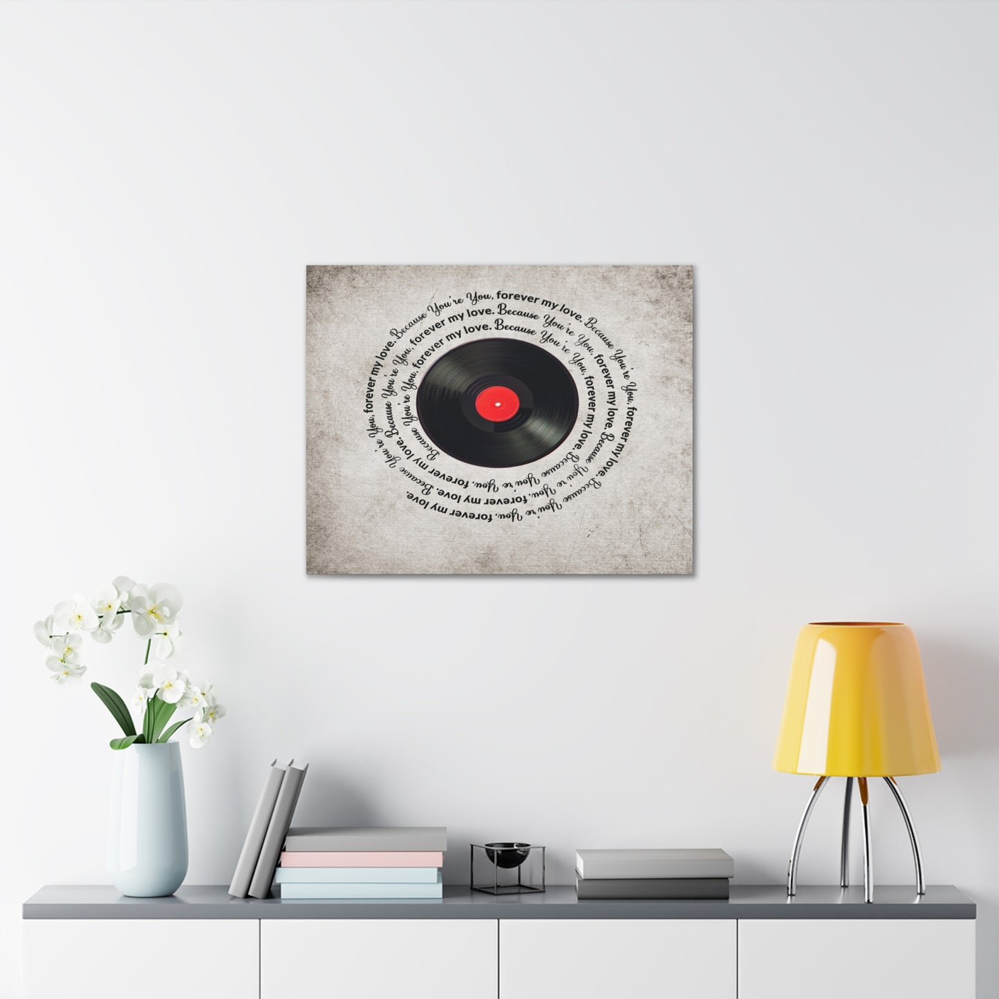 To My Wife Forever My Love Vinyl Record Canvas Wall Art – Perfect Gift for Music Lovers & Soulmates