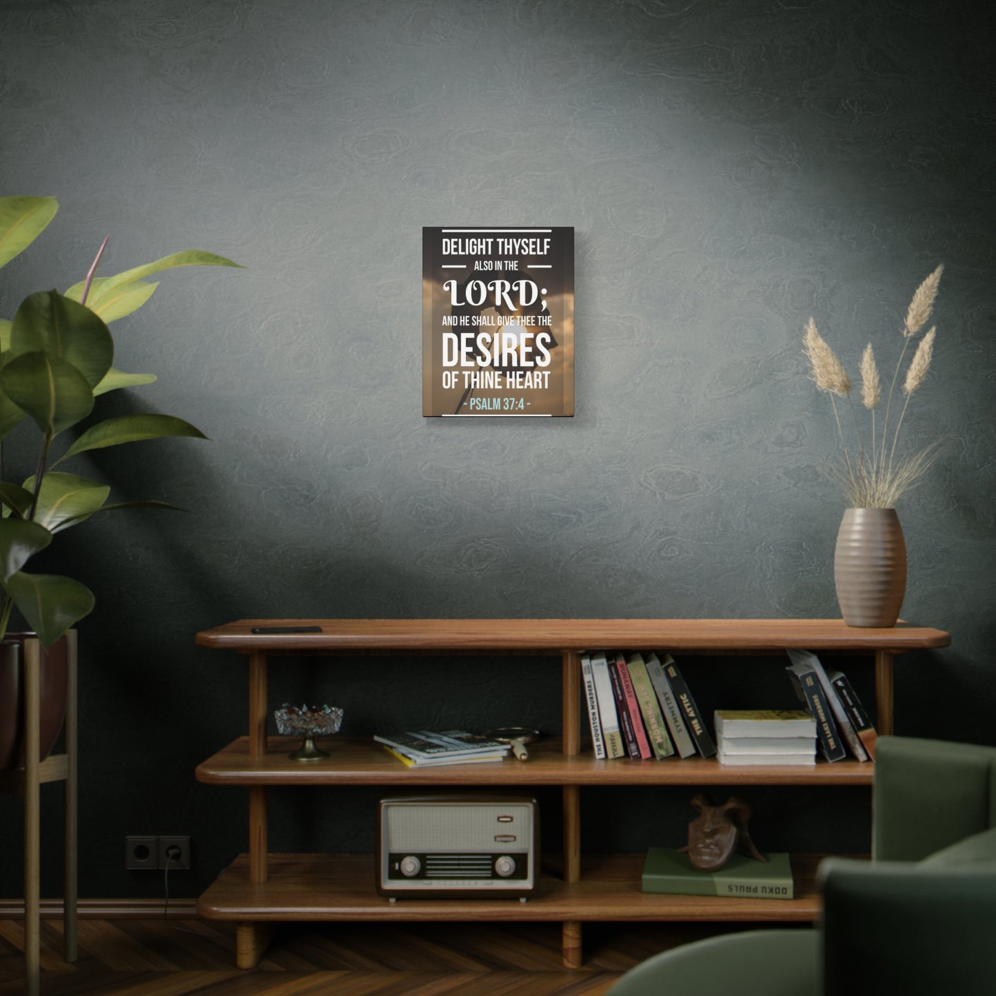 Scripture Canvas Delight Thyself Psalm 37:4 Christian Wall Art Bible Verse Print Ready to Hang
