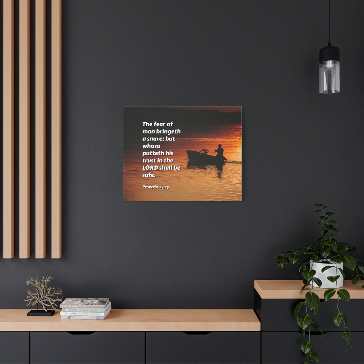 Scripture Canvas Fear Of Man Proverbs 29:25 Christian Wall Art Bible Verse Print Ready to Hang