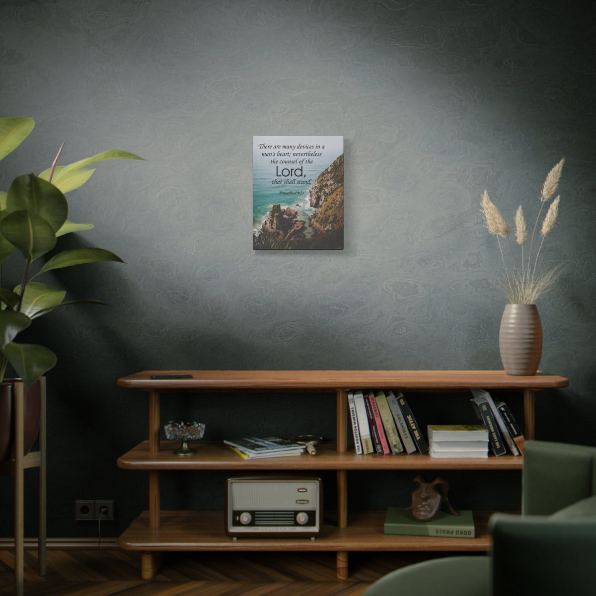 Scripture Canvas The Counsel of The Lord Proverbs 19:21 Christian Wall Art Bible Verse Print Ready to Hang