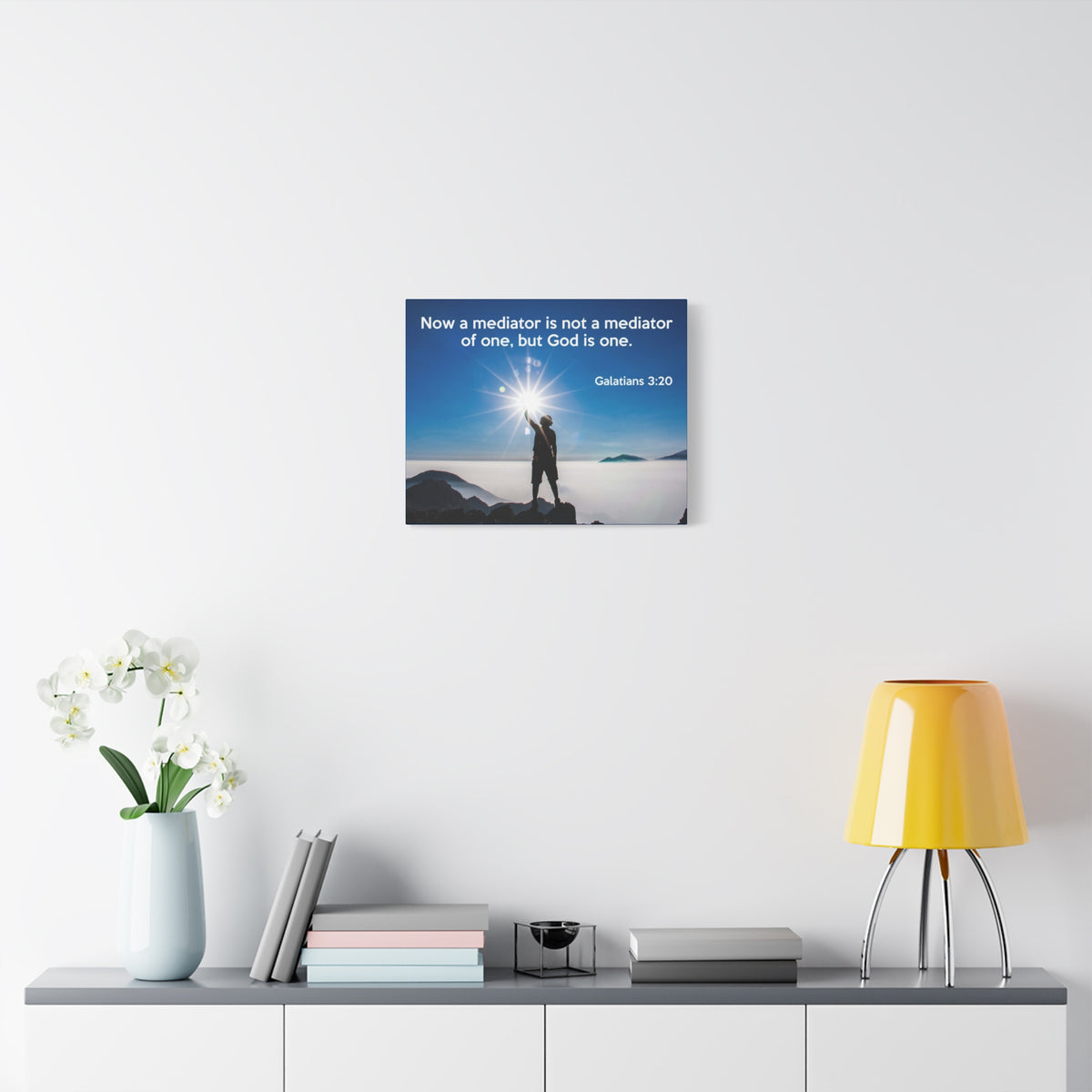 Scripture Canvas God is One Galatians 3:20 Christian Wall Art Bible Verse Print Ready to Hang
