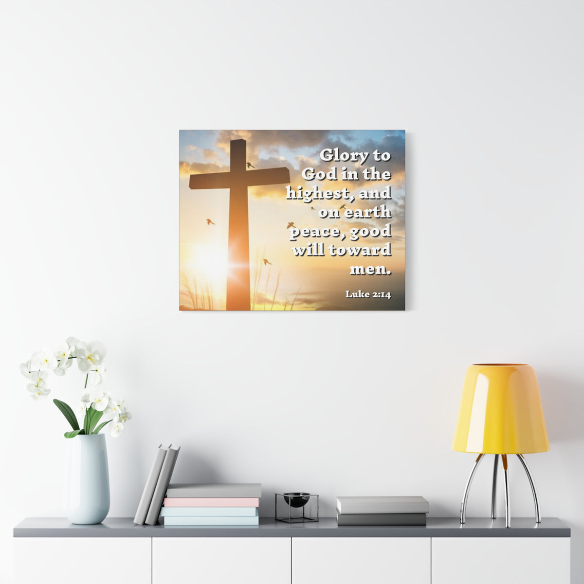 Scripture Canvas Glory To God Luke 2:14 Christian Wall Art Bible Verse Print Ready to Hang