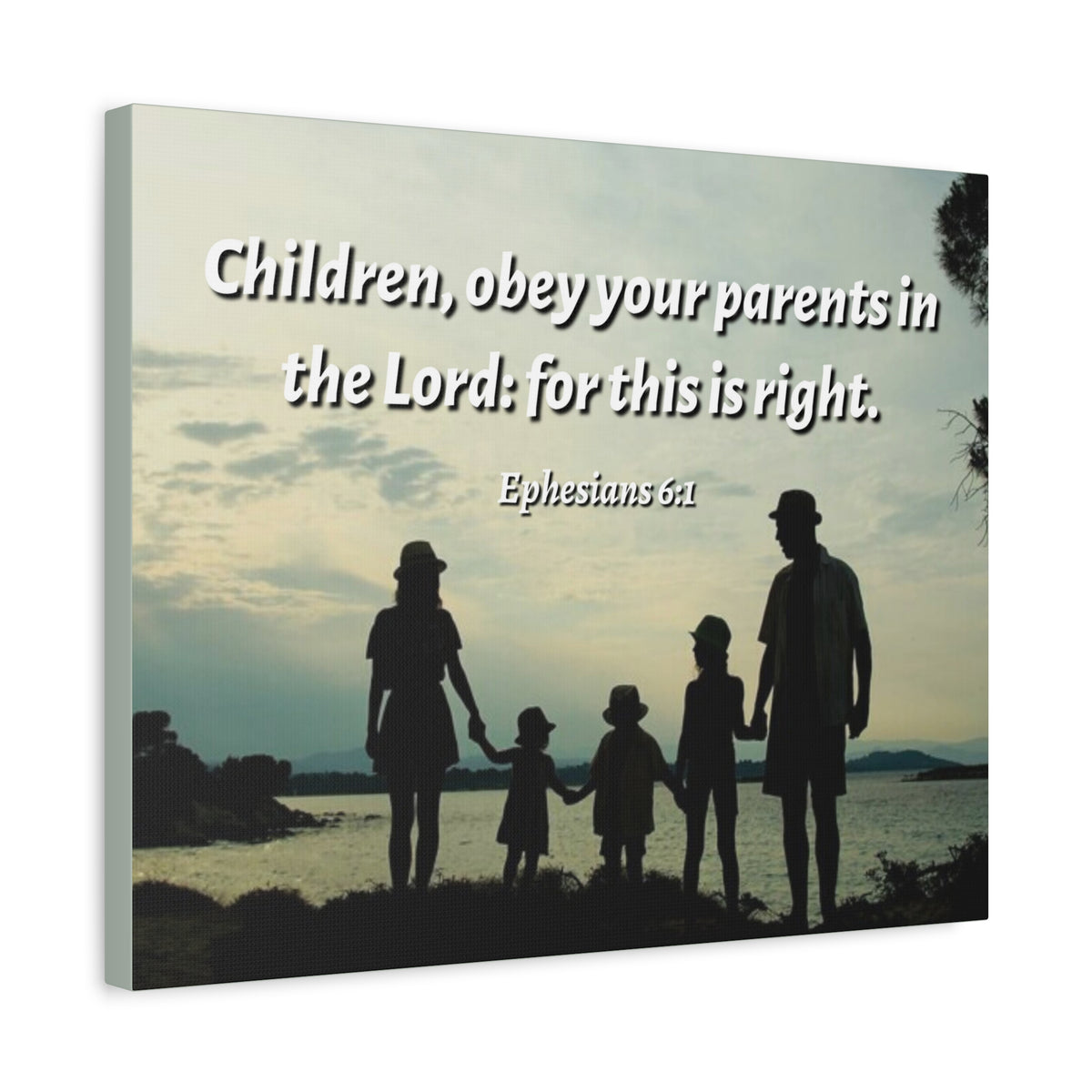 Scripture Canvas Obey Your Parents Ephesians 6:1 Christian Wall Art Bible Verse Print Ready to Hang