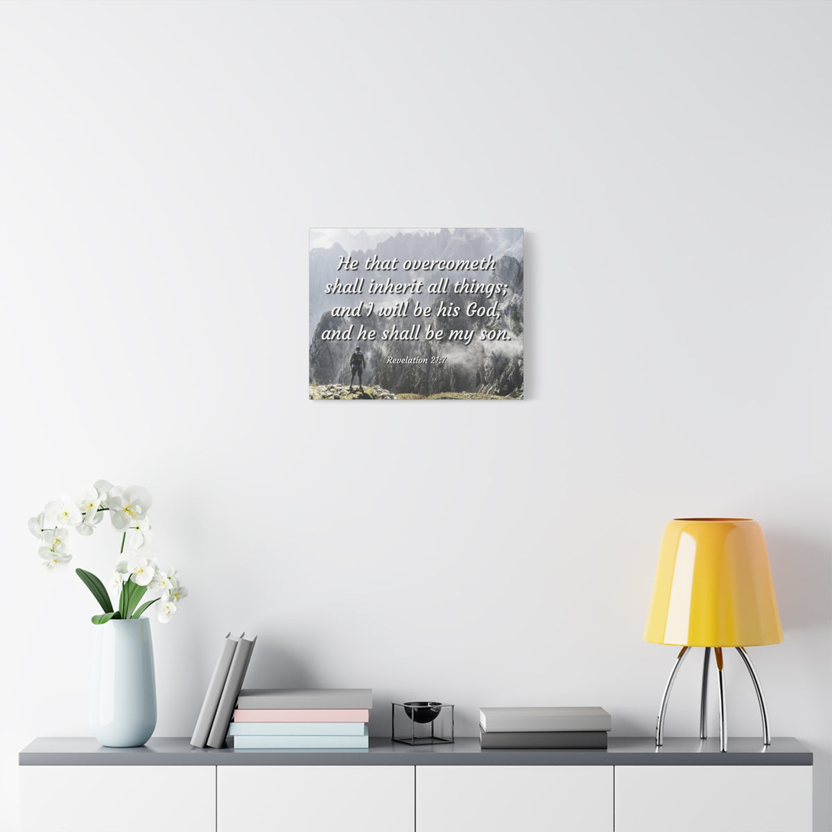 Scripture Canvas Inherit All Things Revelation 21:7 Christian Wall Art Bible Verse Print Ready to Hang