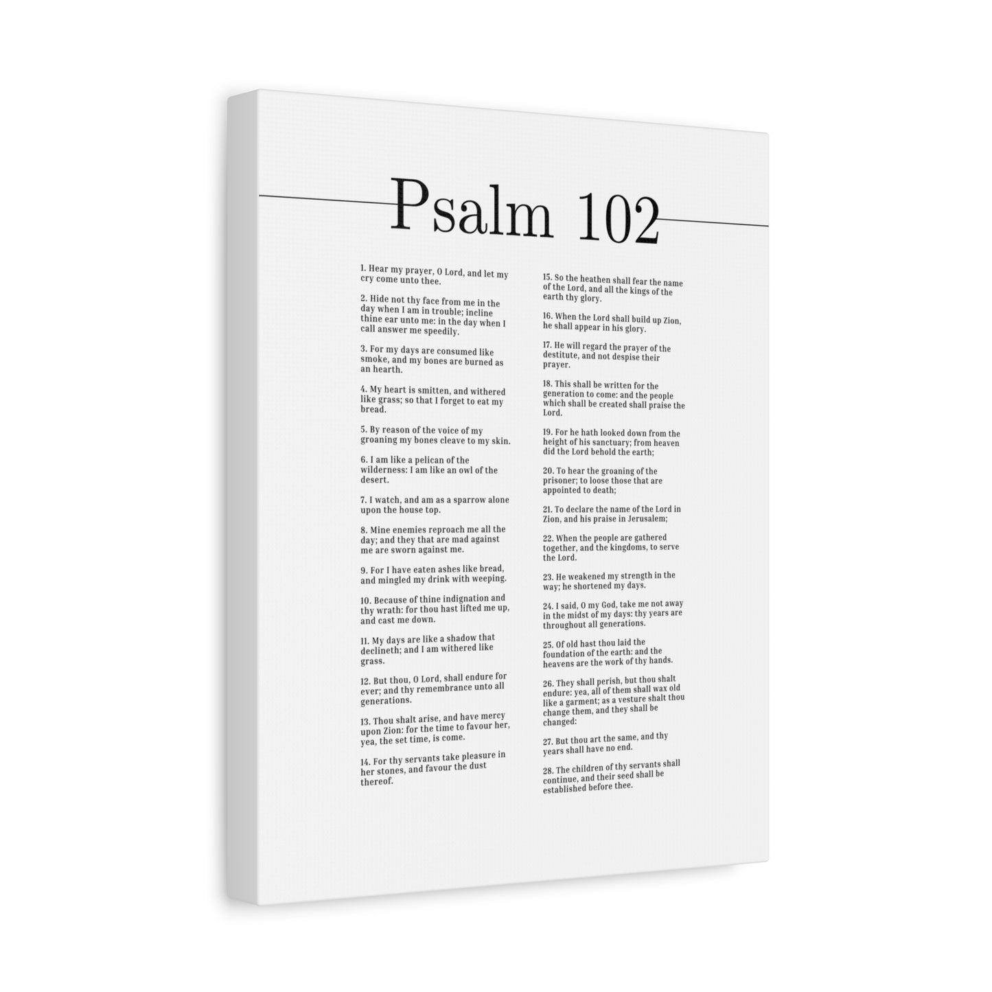 Scripture Canvas Hear My Prayer, O Lord Psalm 102 Christian Wall Art Bible Verse Print Ready to Hang