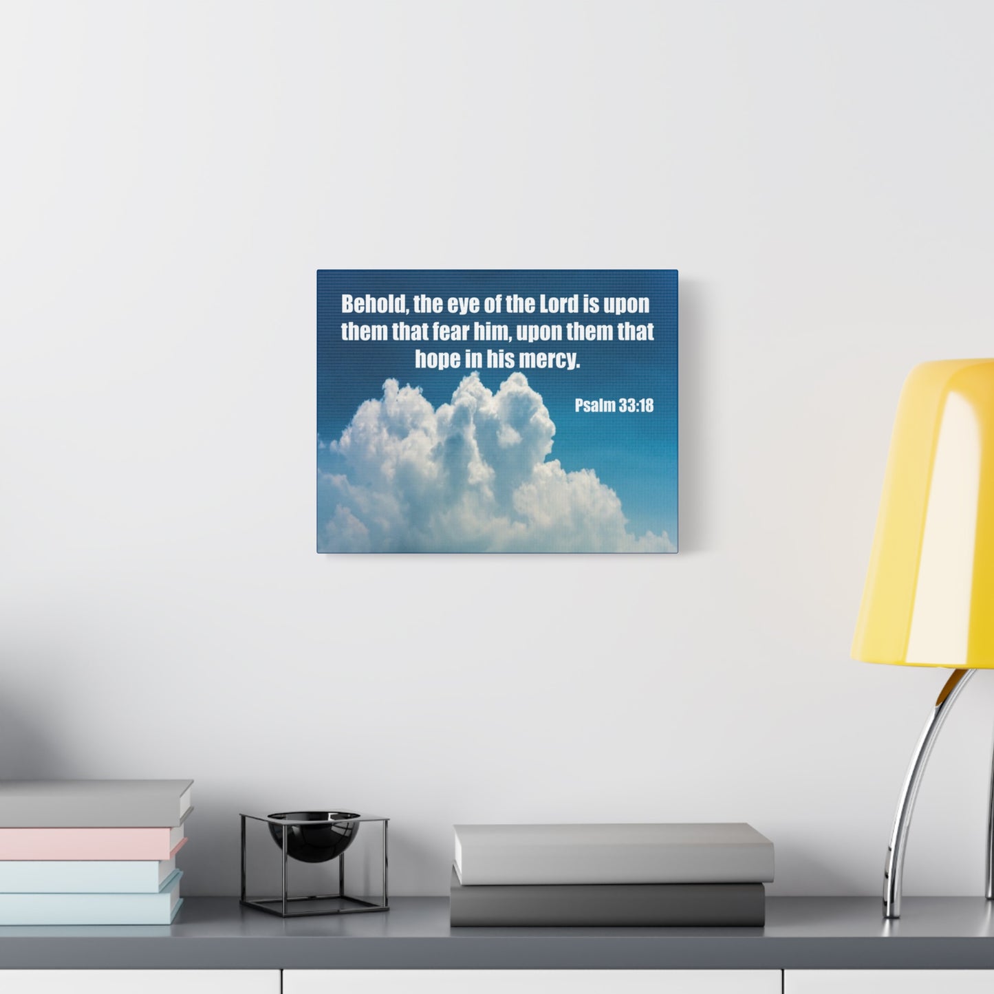 Bible Verse Canvas Hope in His Mercy Psalm 33:18 Christian Home Décor Wall Art Scripture Ready to Hang Faith Print
