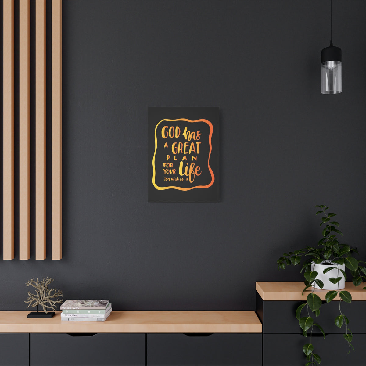Scripture Canvas A Great Plan Jeremiah 29:11 Black Christian Wall Art Bible Verse Print Ready to Hang