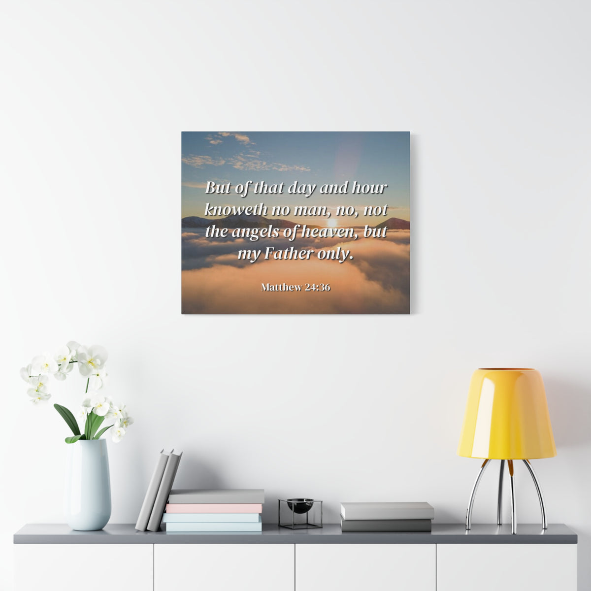 Scripture Canvas Angels Of Heaven Matthew 24:36 Christian Wall Art Bible Verse Print Ready to Hang
