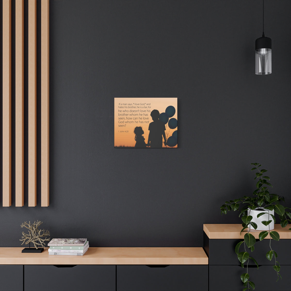 Scripture Canvas I Love God 1 John 4:20 Christian Wall Art Bible Verse Print Ready to Hang