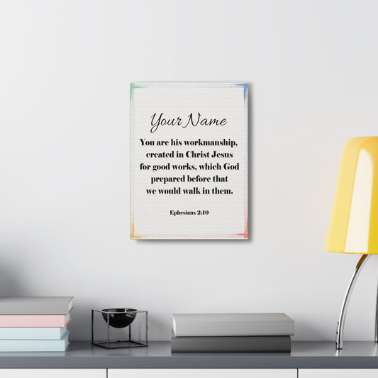 Personalized Ephesians 2:10 Bible Chapter Canvas Christian Wall Art Ready to Hang