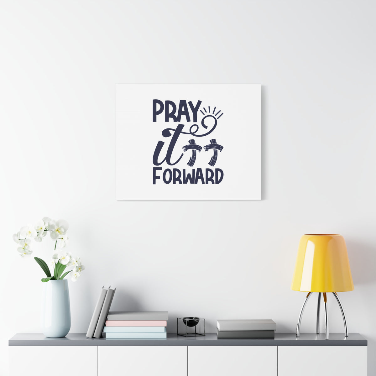 Scripture Canvas Pray It Forward Romans 12:12 Double Cross Christian Wall Art Bible Verse Print Ready to Hang