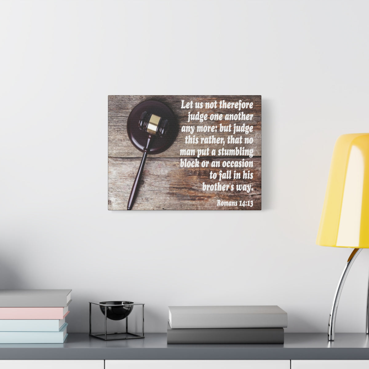 Scripture Canvas Not Judge One Another Romans 14:13 Christian Wall Art Bible Verse Print Ready to Hang