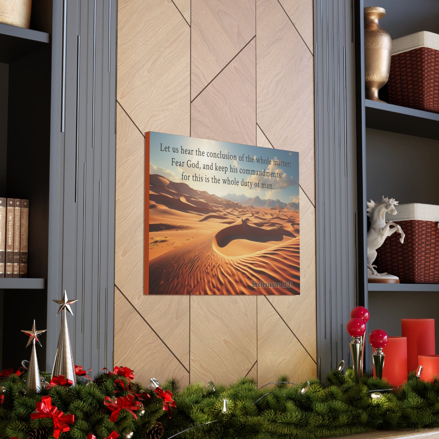 Ecclesiastes 12:13 Desert Bible Verse Canvas Christian Wall Art Ready to Hang Unframed