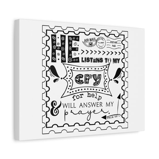 Scripture Canvas He Listens To My Cry Psalm 6:9 Christian Wall Art Bible Verse Print Ready to Hang
