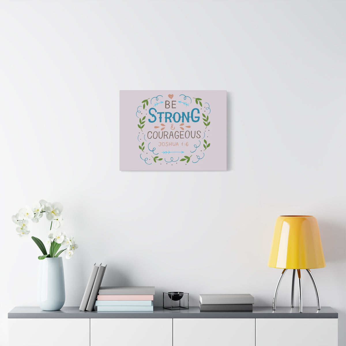 Scripture Canvas Be Strong Pink Joshua 1:6 Christian Wall Art Bible Verse Print Ready to Hang