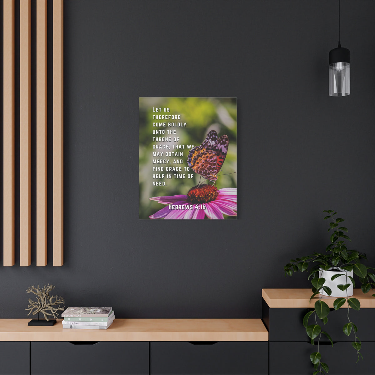 Scripture Canvas Throne Of Grace Hebrews 4:16 Christian Wall Art Bible Verse Print Ready to Hang